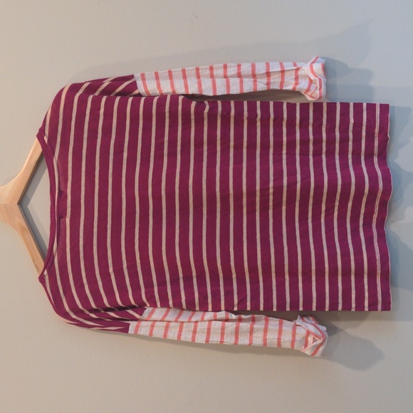 Madewell 100% Linen Two-toned Stripe 3/4 Sleeve Tee - Picture 6 of 8